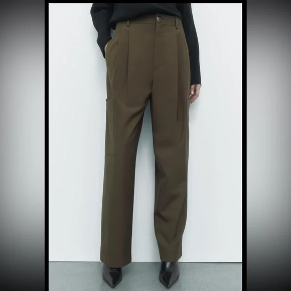 Zara Green Cargo Pants - Picture 2 of 7